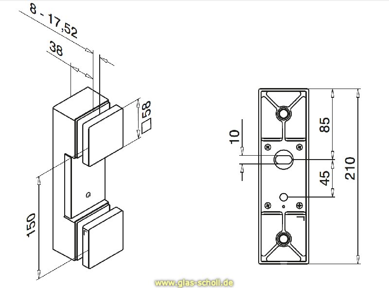 Artikelbild 4 des Artikels “Edelstahl Glasadapter gebürstet für vertikale Glasbefestigung von Ganzglasgeländern “