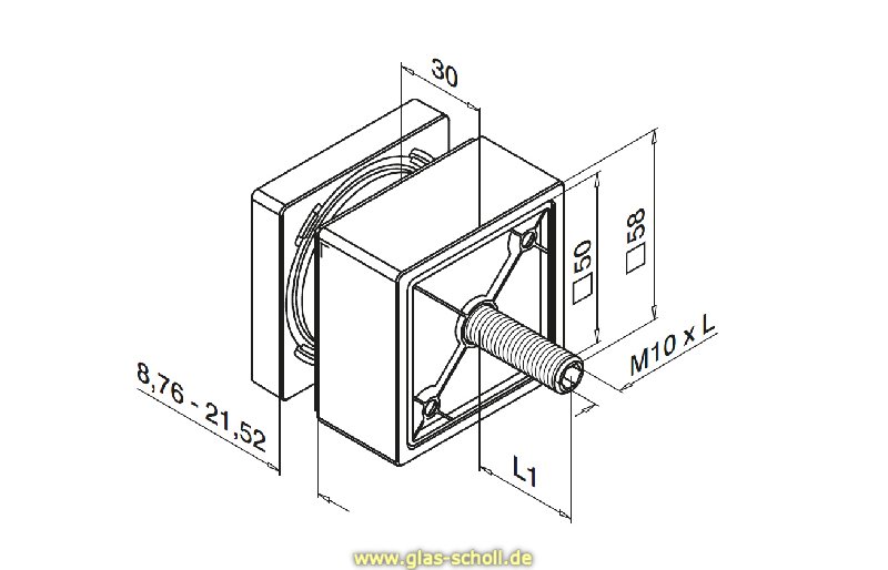 Artikelbild 4 des Artikels “Edelstahl Glasadapter quadratisch gebürstet für vertikale Glasbefestigung von Ganzglasgeländern “