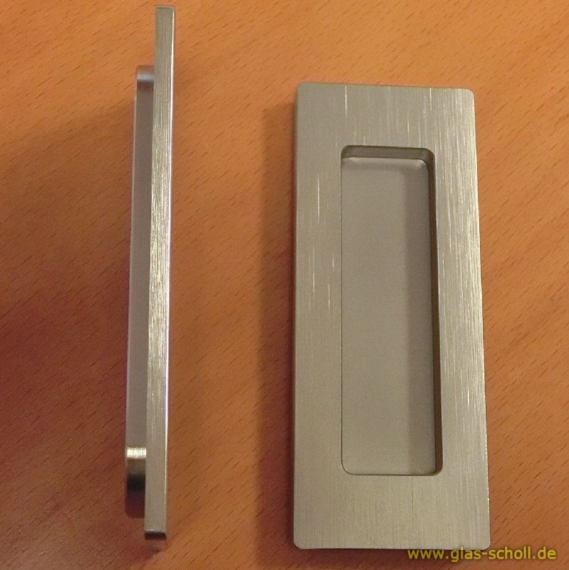 Artikelbild 4 des Artikels “einklebbare eckige Design Edelstahl Griffmuschel beidseitig 40 x 100 mm für 8-12 mm Materialstärke “