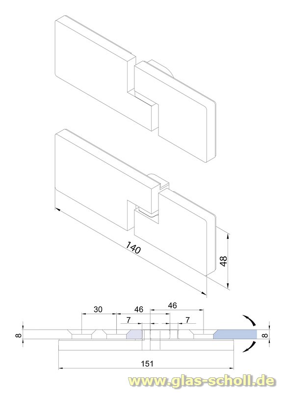 Artikelbild 4 des Artikels “GRAL BH2401 flächenbündiger Hebe-Senk Pendeltürbeschlag (RECHTS) glanzverchromt“
