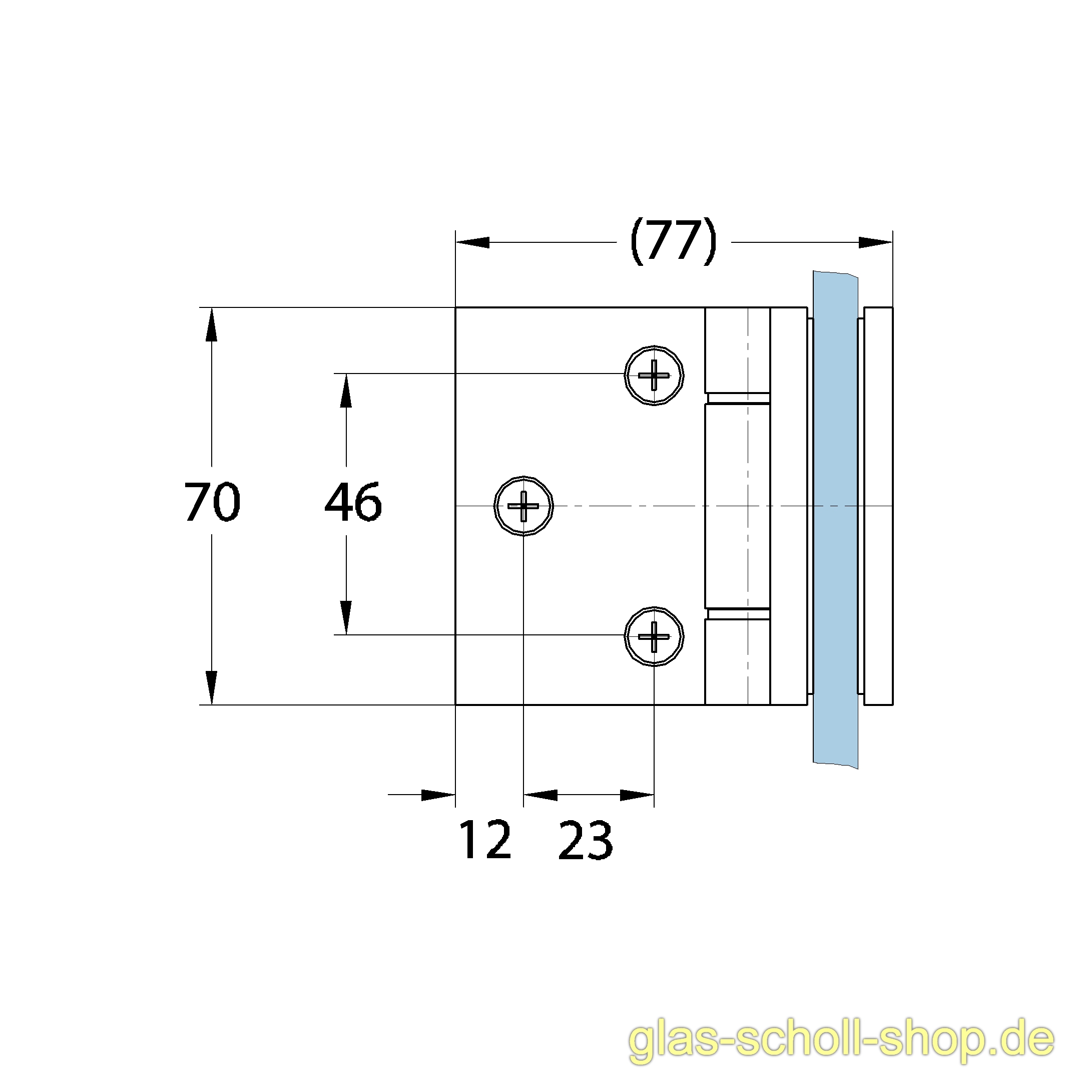 Artikelbild 4 des Artikels “Wellness Glas-Wand 90Grad Duschtürband  (nach innen hin öffnend) glanzverchromt“