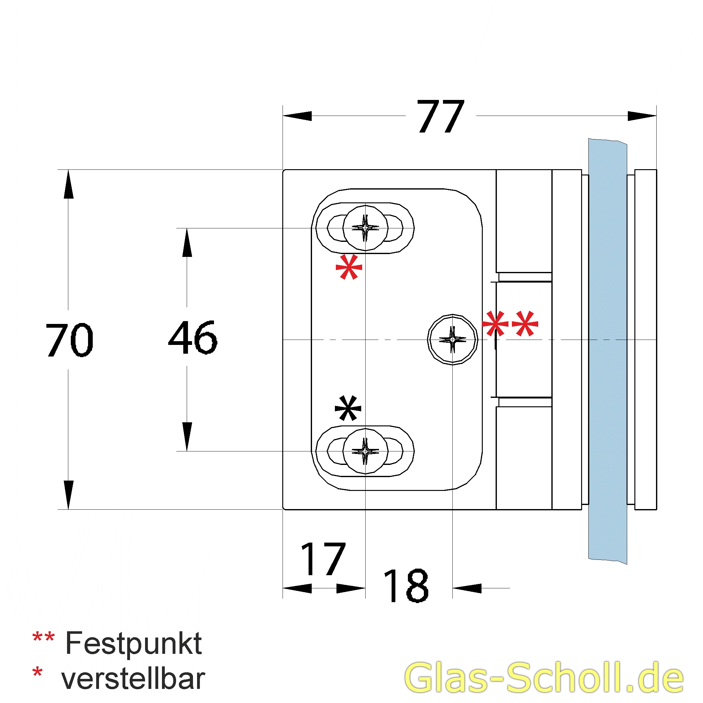 Artikelbild 4 des Artikels “Wellness Premium DIN links Glas-Wand 90Grad Duschtürband  (nach innen hin öffnend) glanzverchromt“