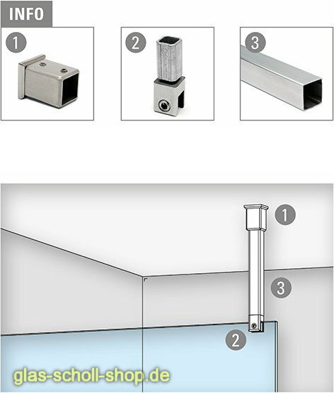Artikelbild 4 des Artikels “eckige Decken-Stabilisierungsstange 250 mm GLAS-DECKE (kürzbar) SET - Chrom-Design“