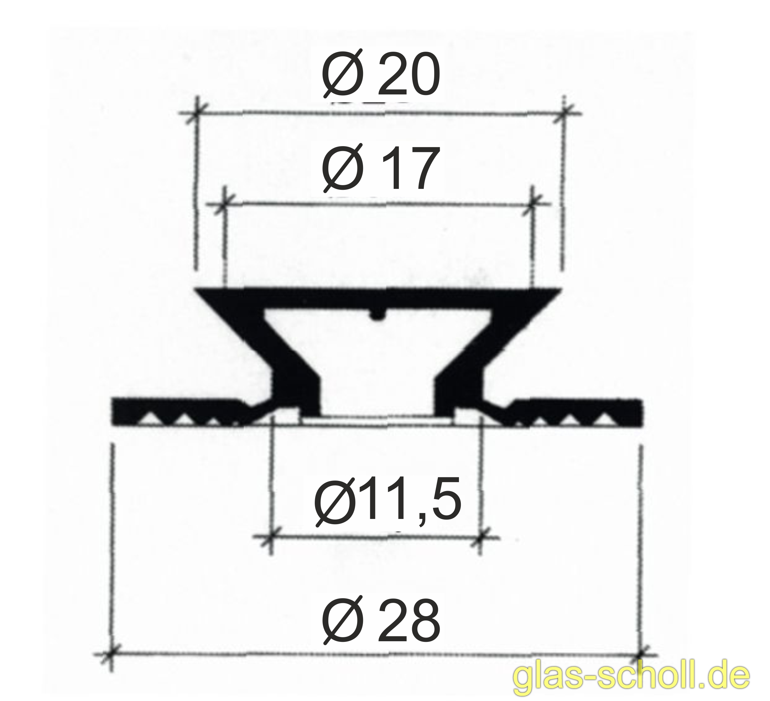 Artikelbild 4 des Artikels “dezenter flächenbündiger Punkthalter B-5206011 transparent 6-8 mm“