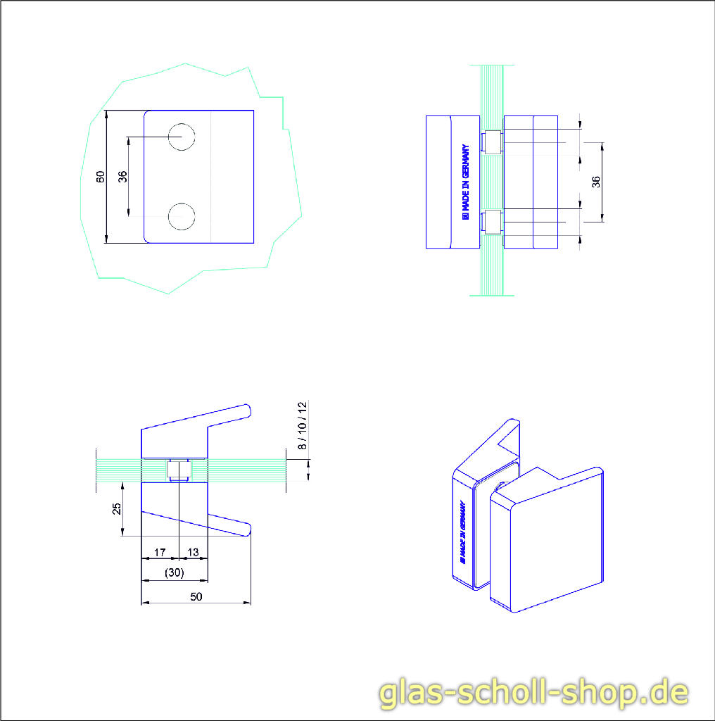 Artikelbild 4 des Artikels “MWE Move Knauf GROß Duschtürgriff beidseitig für 12 mm Lochbohrungen Edelstahl geschliffen“