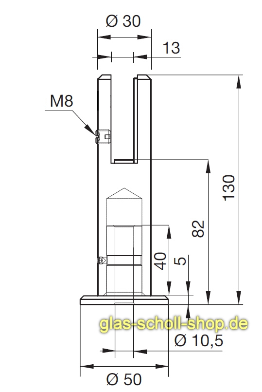 Artikelbild 4 des Artikels “Edelstahl Boden-Glashalter für vertikale Glasbefestigung Edelstahl geschliffen“
