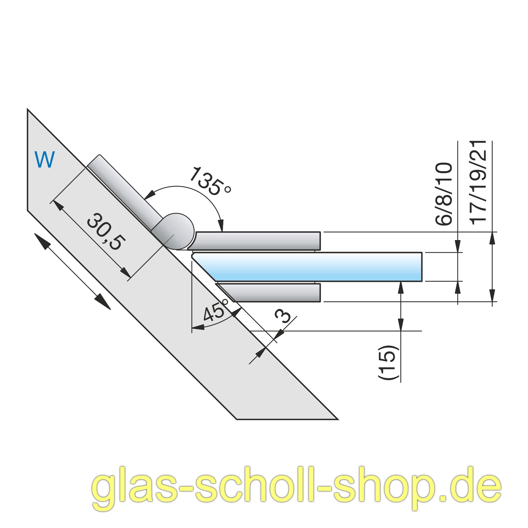 Artikelbild 4 des Artikels “Flamea-Flinter-Nivello 100-140° VERSTELLBARER Glas-Wand Winkelverbinder glanzverchromt“