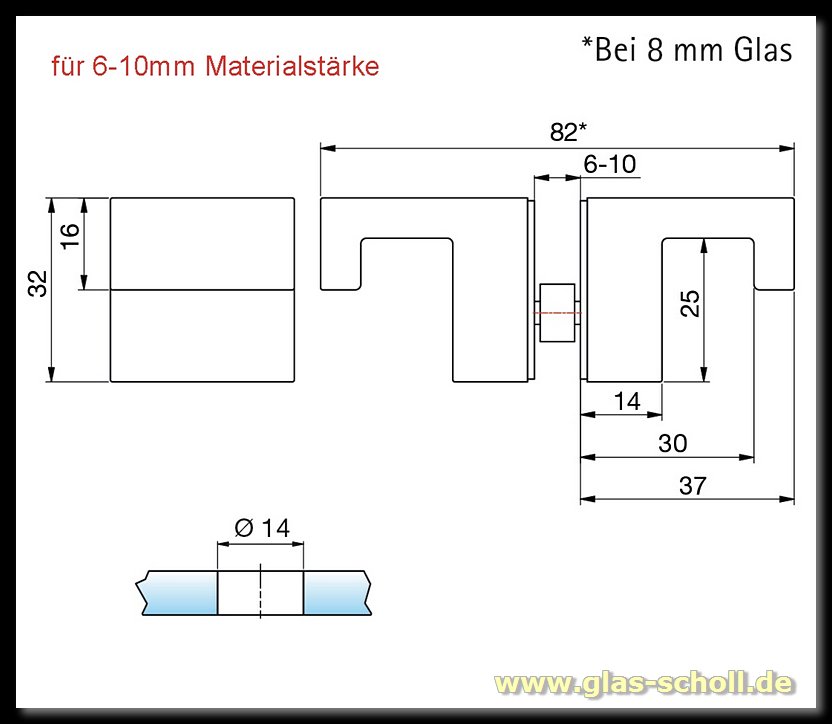 Artikelbild 4 des Artikels “beidseitiger eckiger L-Form Design-Türgriff für Lochbohrung 14mm glanzverchromt“