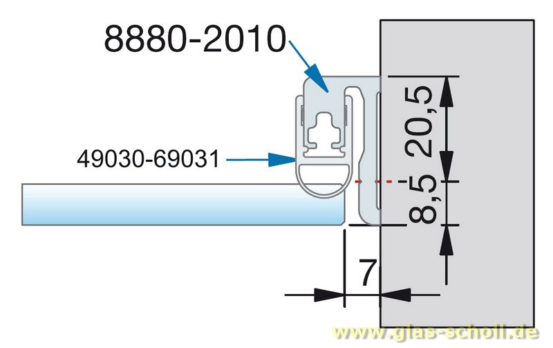 Artikelbild 4 des Artikels “Trägerprofil für Dichtungen als Türanschlag 2010 mm - E6/EV1 naturfarbig eloxiert“