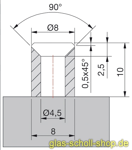 Artikelbild 4 des Artikels “Trägerprofil 8x10 für 8mm Dichtprofile (2500 mm) Aluminium spezialgebeizt naturfarbig eloxiert“