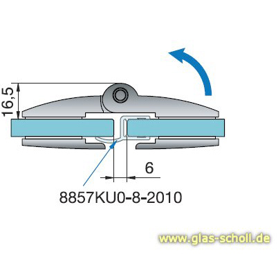 Artikelbild 4 des Artikels “Farfalla 180° Glas-Glas Duschtürband (nach innen hin öffnend) glanzverchromt“