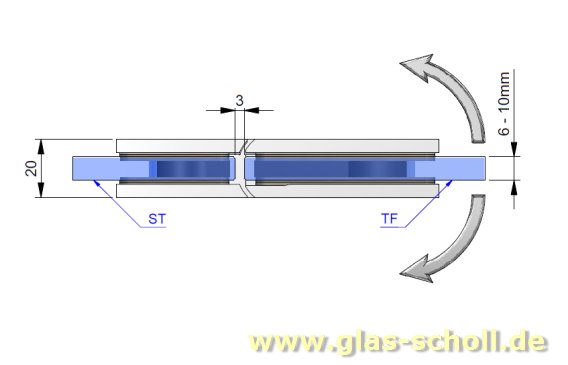 Artikelbild 5 des Artikels “Flamea 180° Glas-Glas Pendel-Duschtürband glanzverchromt“
