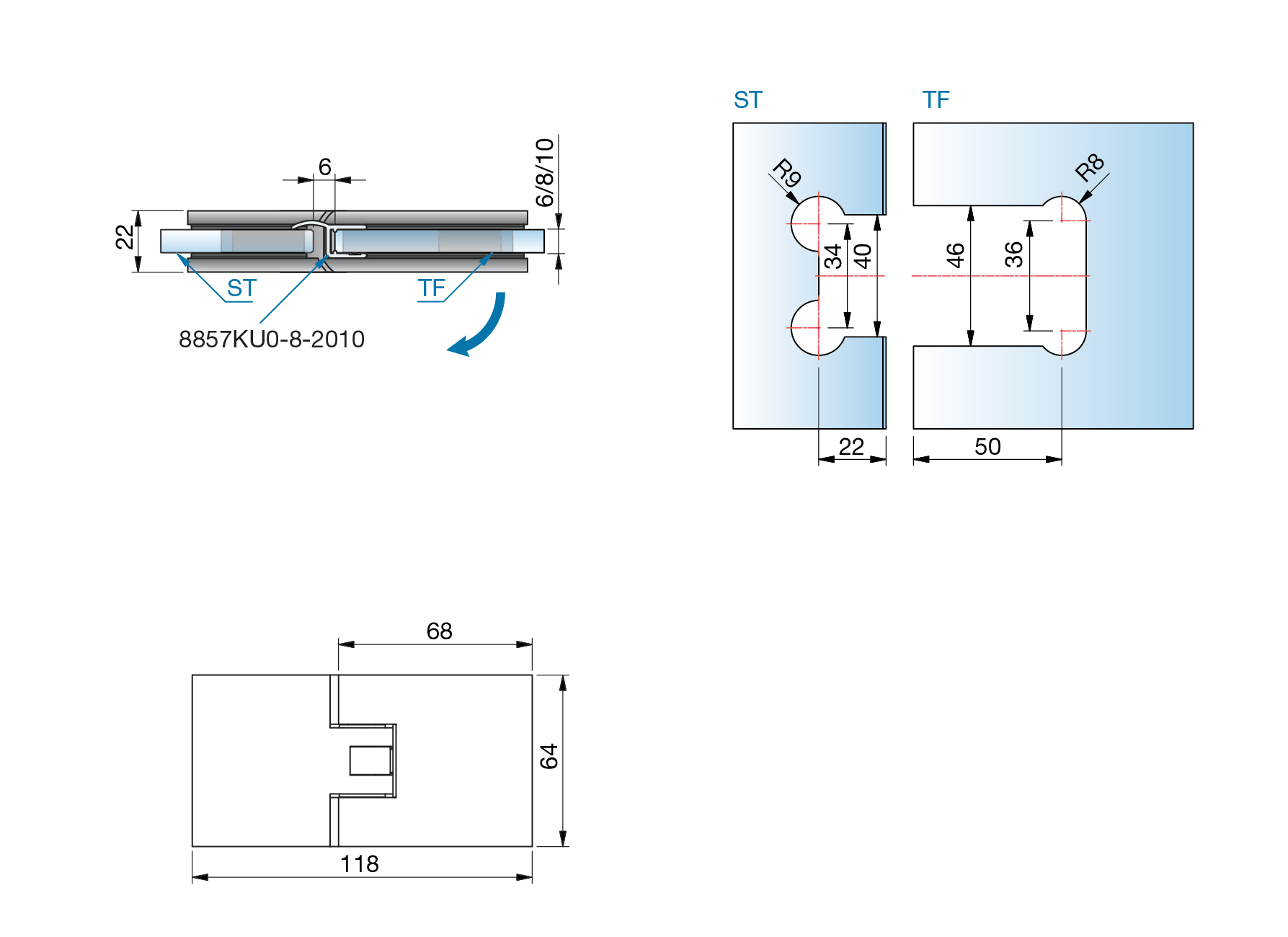 Artikelbild 5 des Artikels “Flamea+ 180° extrastark Glas-Glas Pendel-Duschtürband (verdeckte Verschraubung) glanzverchromt“