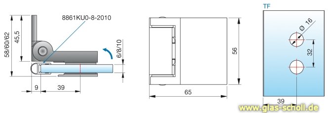 Artikelbild 5 des Artikels “Flinter Glas-Wand 90Grad Duschtürband nach innen öffnend glanzverchromt“
