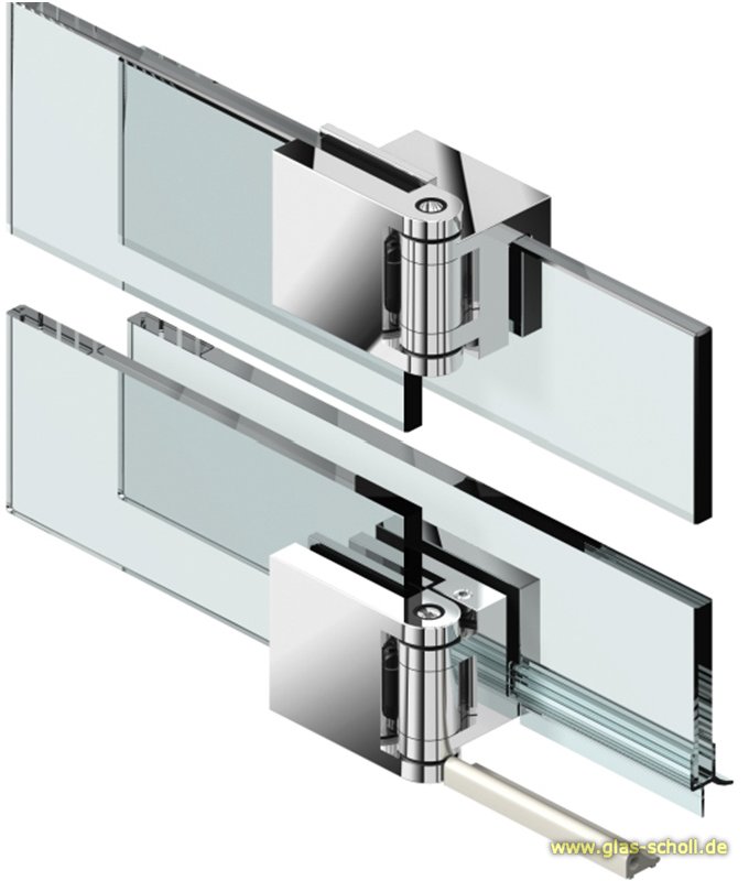 Artikelbild 5 des Artikels “Fluture Duschtürband-SET, überlappend, Glas-Glas 180° glanzverchromt“