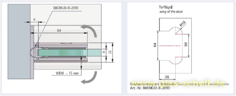Artikelbild 5 des Artikels “Pontere 90° Glas-Wand Duschpendeltürband (beidseitige Befestigungslasche) glanzverchromt“