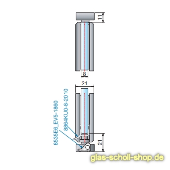 Artikelbild 5 des Artikels “Luno-Modesta Duschpendeltürbeschlag Glas-Boden/ Glas-Decke 360° für 6-12 mm Glas glanzverchromt“