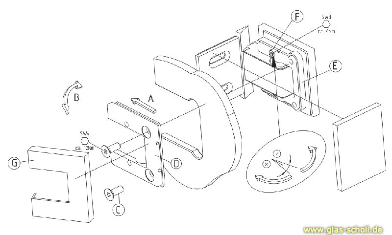 Artikelbild 5 des Artikels “GRAL BF112 Glas-Wand Pendeltürbeschlag 90° eins.Lasche glanzverchromt“