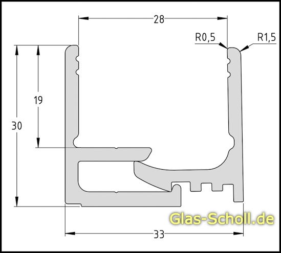 Artikelbild 5 des Artikels “Rahmenprofil zweiteilig 3m silber matt für 8-8,76/12,76 mm Glas“