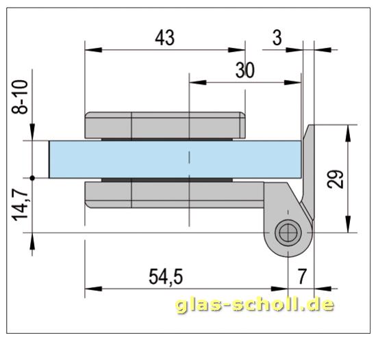 Artikelbild 5 des Artikels “Zargen-Glastürband mit Anschraubplatte, rund Türgewicht 50kg Alufarbig eloxiert E4/EV1 “
