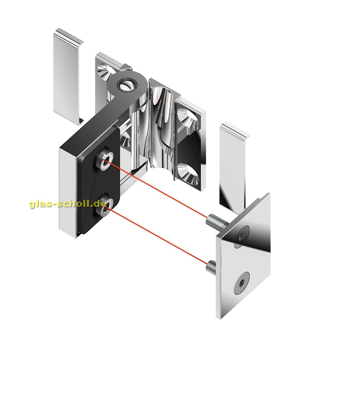 Artikelbild 5 des Artikels “Flinter Glas-Wand 90 Grad Duschtürband nach außen öffnend mit beidseitiger Lasche glanzverchromt“