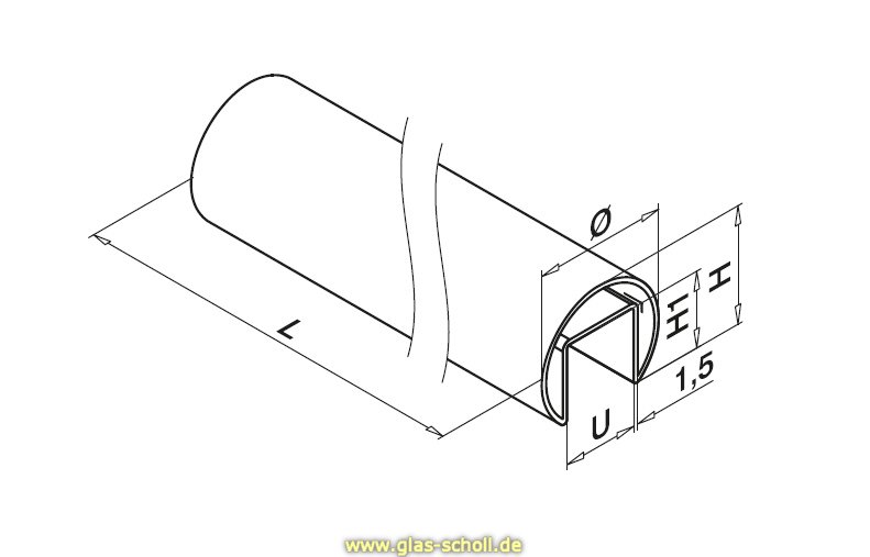 Artikelbild 5 des Artikels “Edelstahl Handlauf rund gebürstet für Ganzglasgeländer 2500 mm “