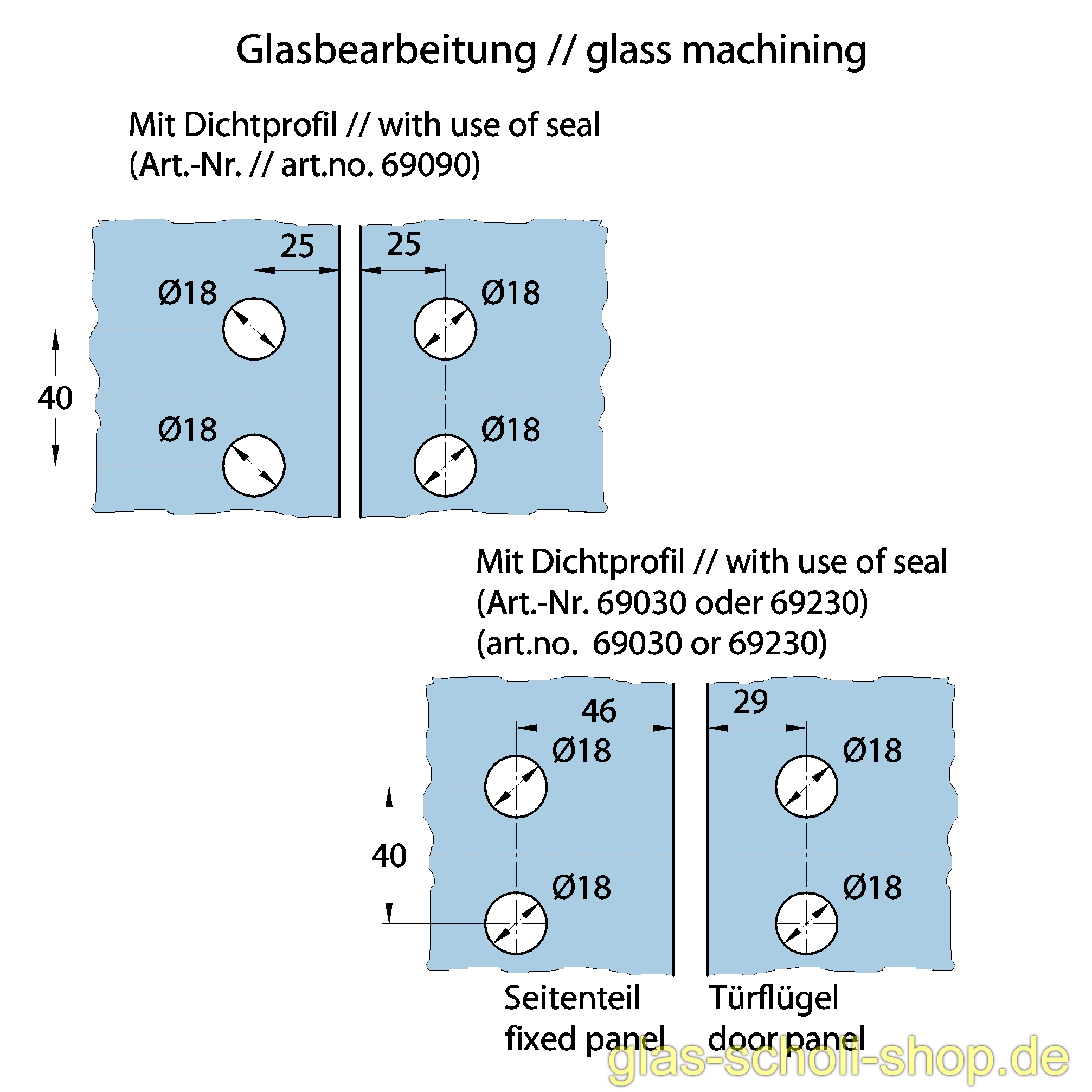 Artikelbild 5 des Artikels “Wellness PREMIUM Glas-Glas DIN links 180Grad Duschtürband (nach innen öffnend) glanzverchromt“
