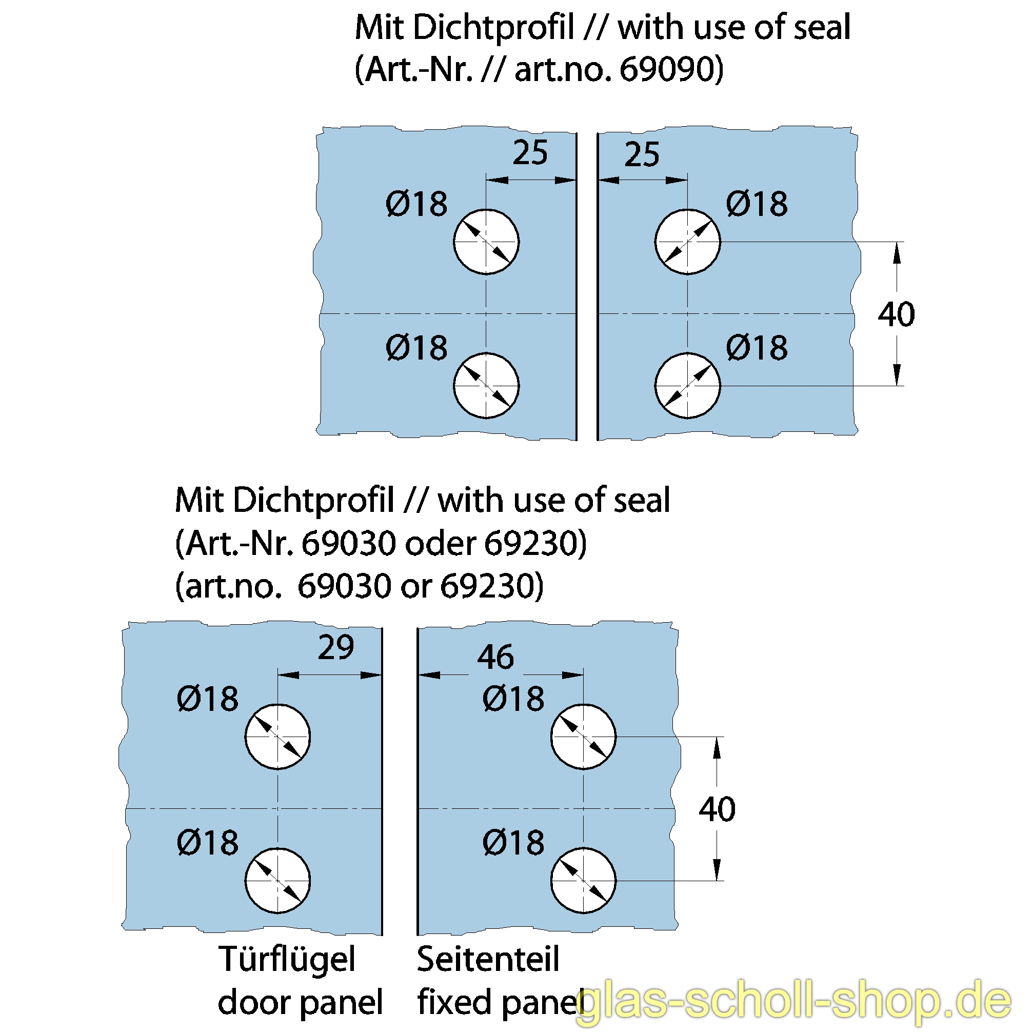 Artikelbild 5 des Artikels “Wellness PREMIUM Glas-Glas DIN rechts 180Grad Duschtürband (nach innen öffnend) glanzverchromt“