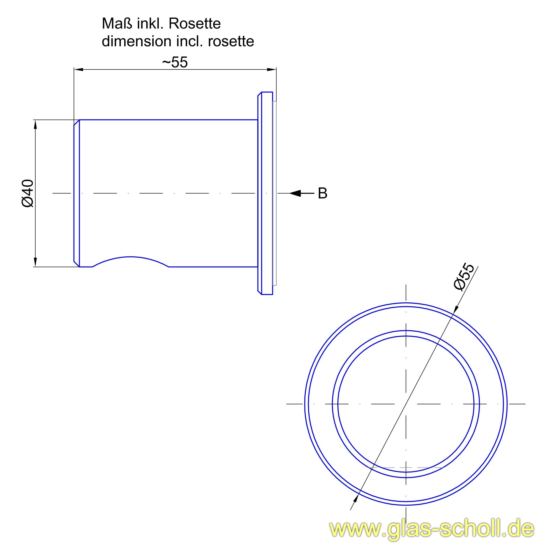 Artikelbild 5 des Artikels “Runder MWE Edelstahl-Türknauf beidseitig d=40/45 Bohrung=16mm geschliffen (Korn 600 strichmatt)“