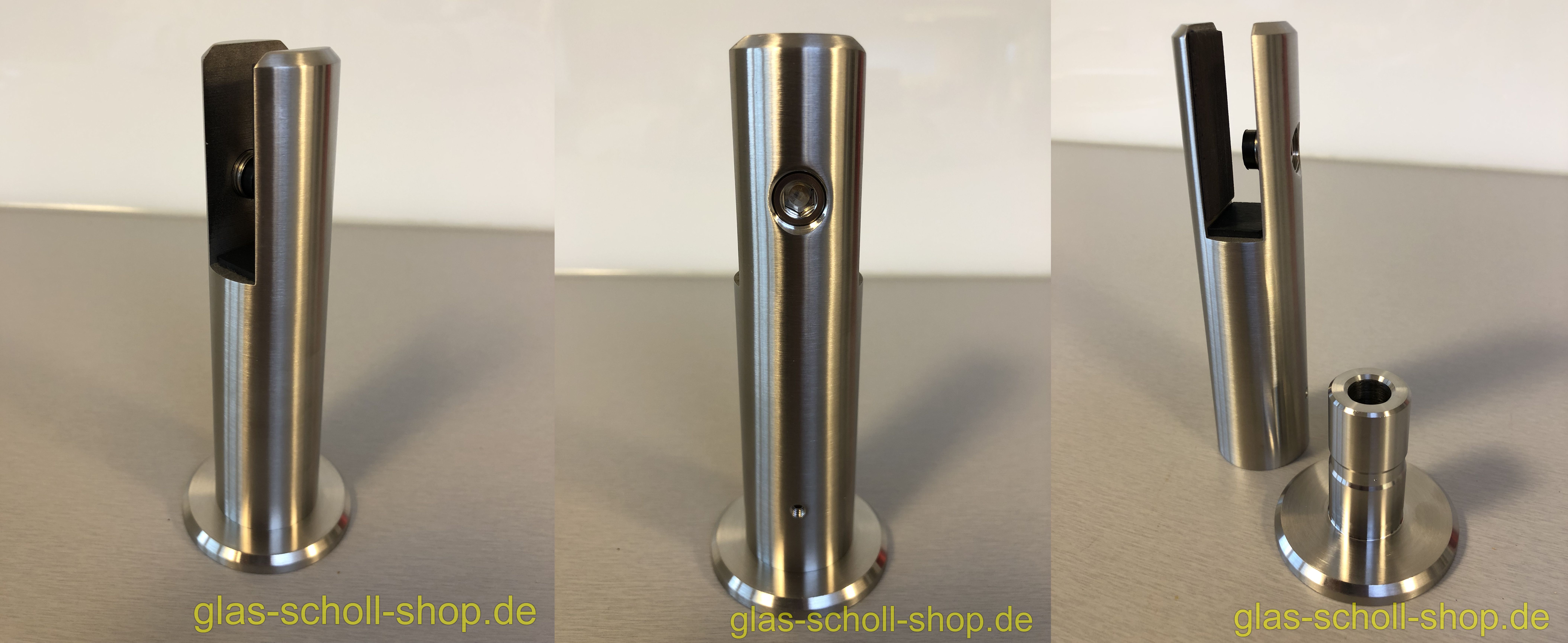 Artikelbild 5 des Artikels “Edelstahl Boden-Glashalter für vertikale Glasbefestigung Edelstahl geschliffen“