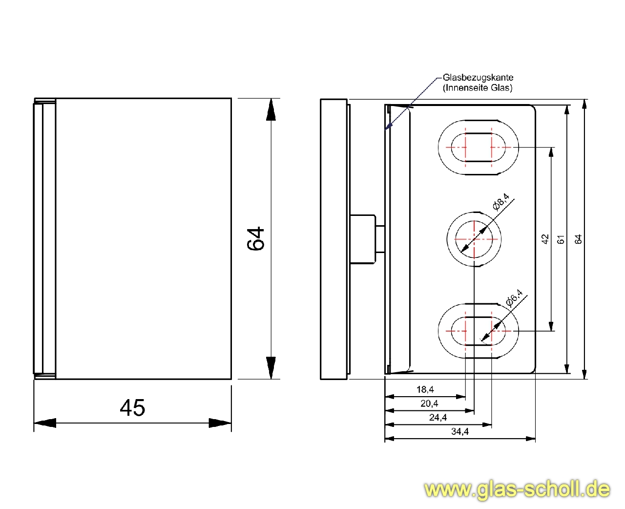 Artikelbild 5 des Artikels “Flamea+ Winkelverbinder 90° Glas-Wand glanzverchromt“
