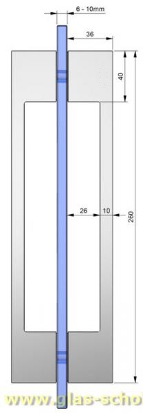 Artikelbild 5 des Artikels “beidseitiger rechteckiger Stangengriff 13x260x36mm für 2xLochbohrung 10mm glanzverchromt“