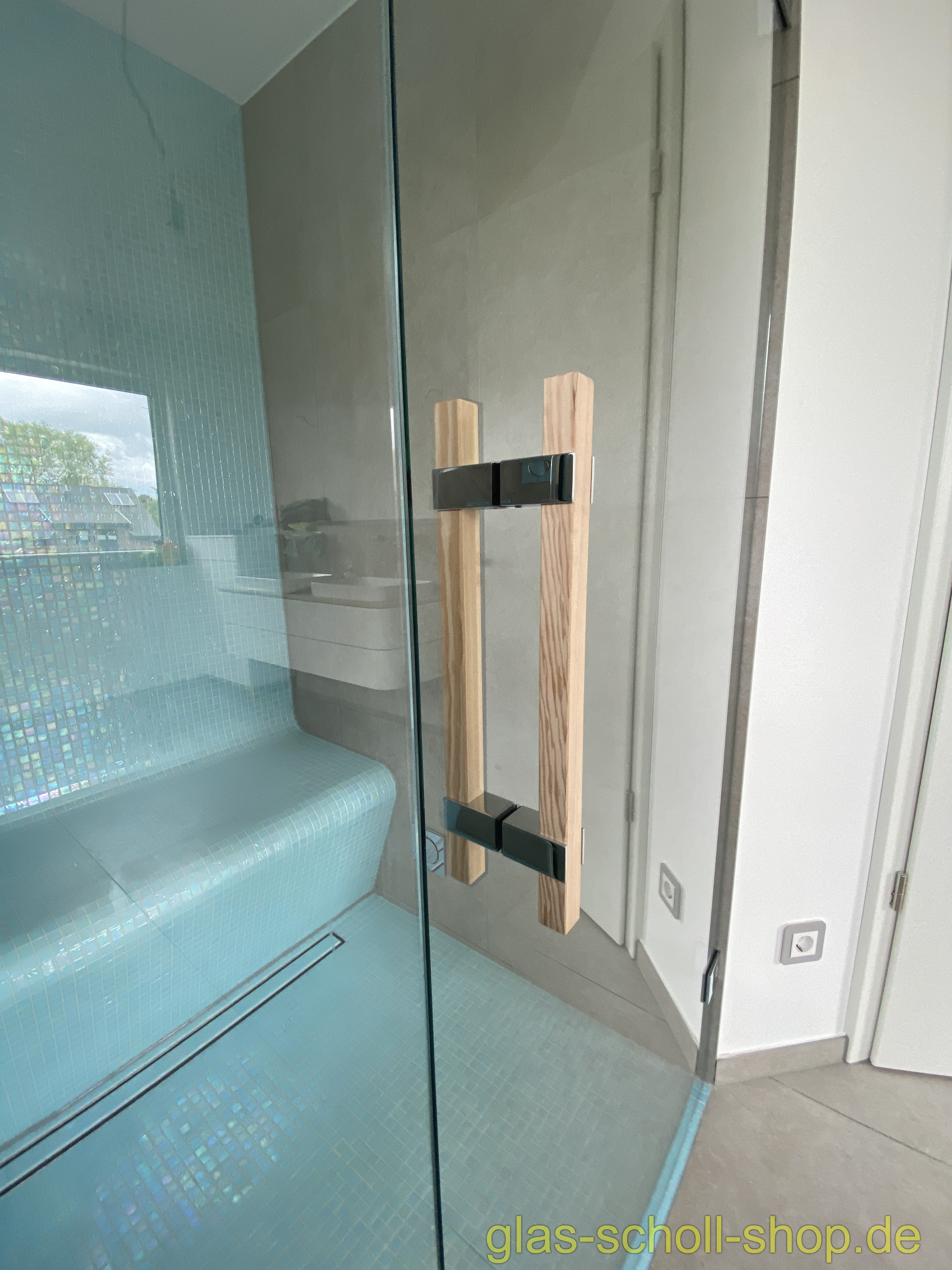 Artikelbild 5 des Artikels “beidseitiger quadratischer Sauna Holzstangengriff h=320 glanzverchromt“