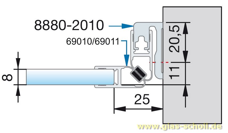 Artikelbild 5 des Artikels “Trägerprofil für Dichtungen als Türanschlag 2010 mm - E6/EV1 naturfarbig eloxiert“