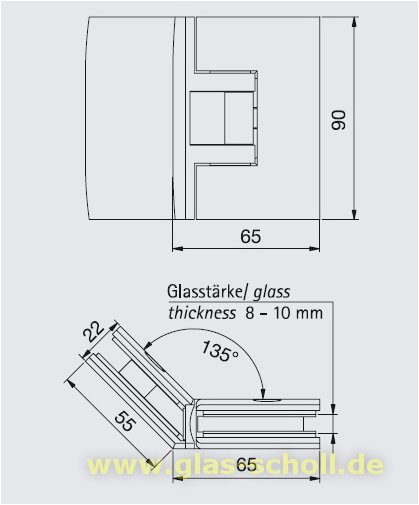 Artikelbild 6 des Artikels “Pontere 135° Glas-Glas Duschpendeltürband (beidseitig öffnend) glanzverchromt“