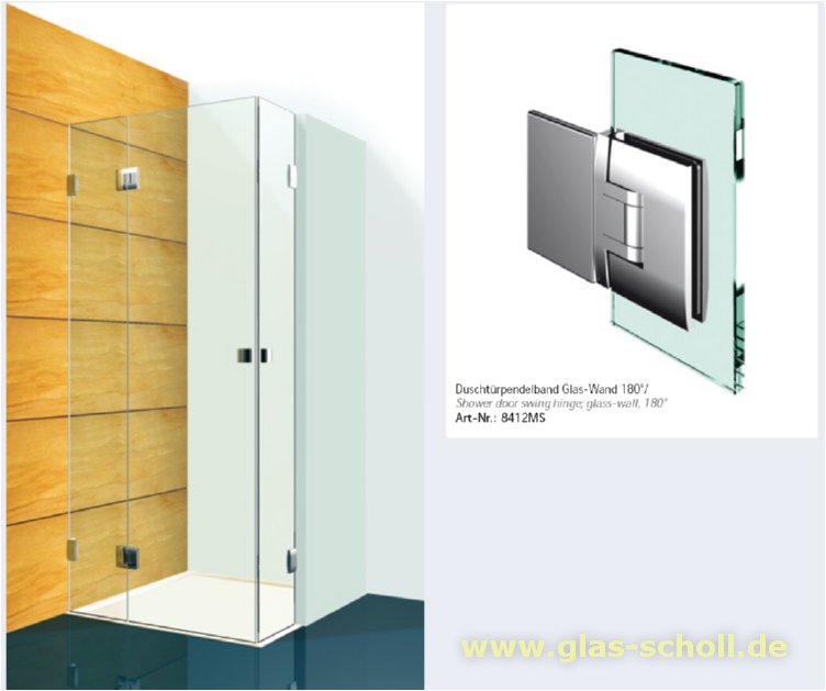 Artikelbild 6 des Artikels “Pontere 180° Glas-Wand Duschpendeltürband (einseitige Befestigungslasche) glanzverchromt“