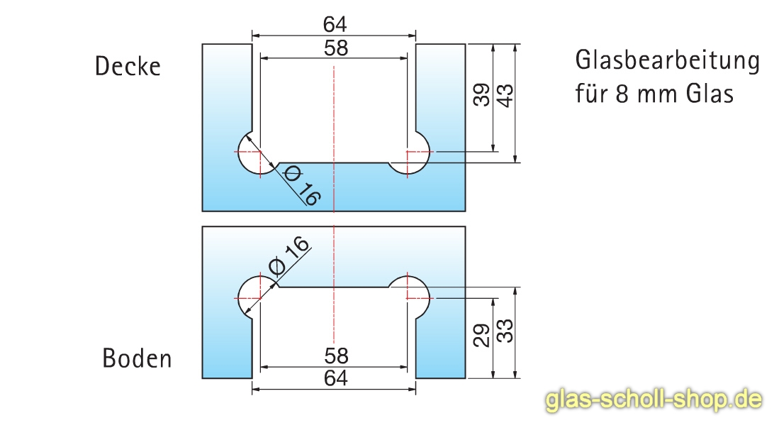 Artikelbild 6 des Artikels “Luno-Modesta Duschpendeltürbeschlag Glas-Boden/ Glas-Decke 360° für 6-12 mm Glas glanzverchromt“