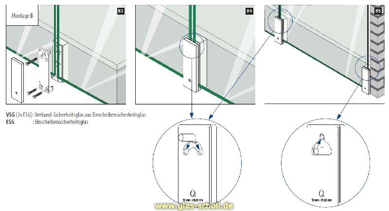 Artikelbild 6 des Artikels “Edelstahl Glasadapter gebürstet für vertikale Glasbefestigung von Ganzglasgeländern “