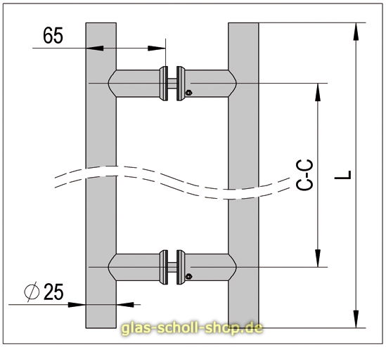 Artikelbild 6 des Artikels “Stangengriff, Ø 25 mm 300 mm - gebürstet“