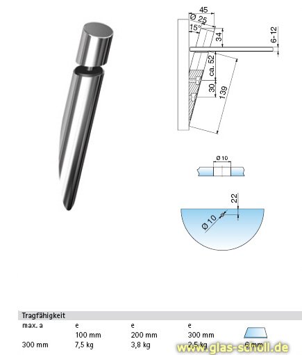 Artikelbild 6 des Artikels “Design Stangen-Glasplattenträger Archia d=25 für 6-12mm glanzverchromt“