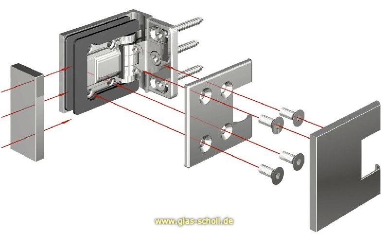 Artikelbild 7 des Artikels “Flamea+ 90° extrastark Glas-Wand Pendel-Duschtürband (verdeckte Verschraubung) glanzverchromt“