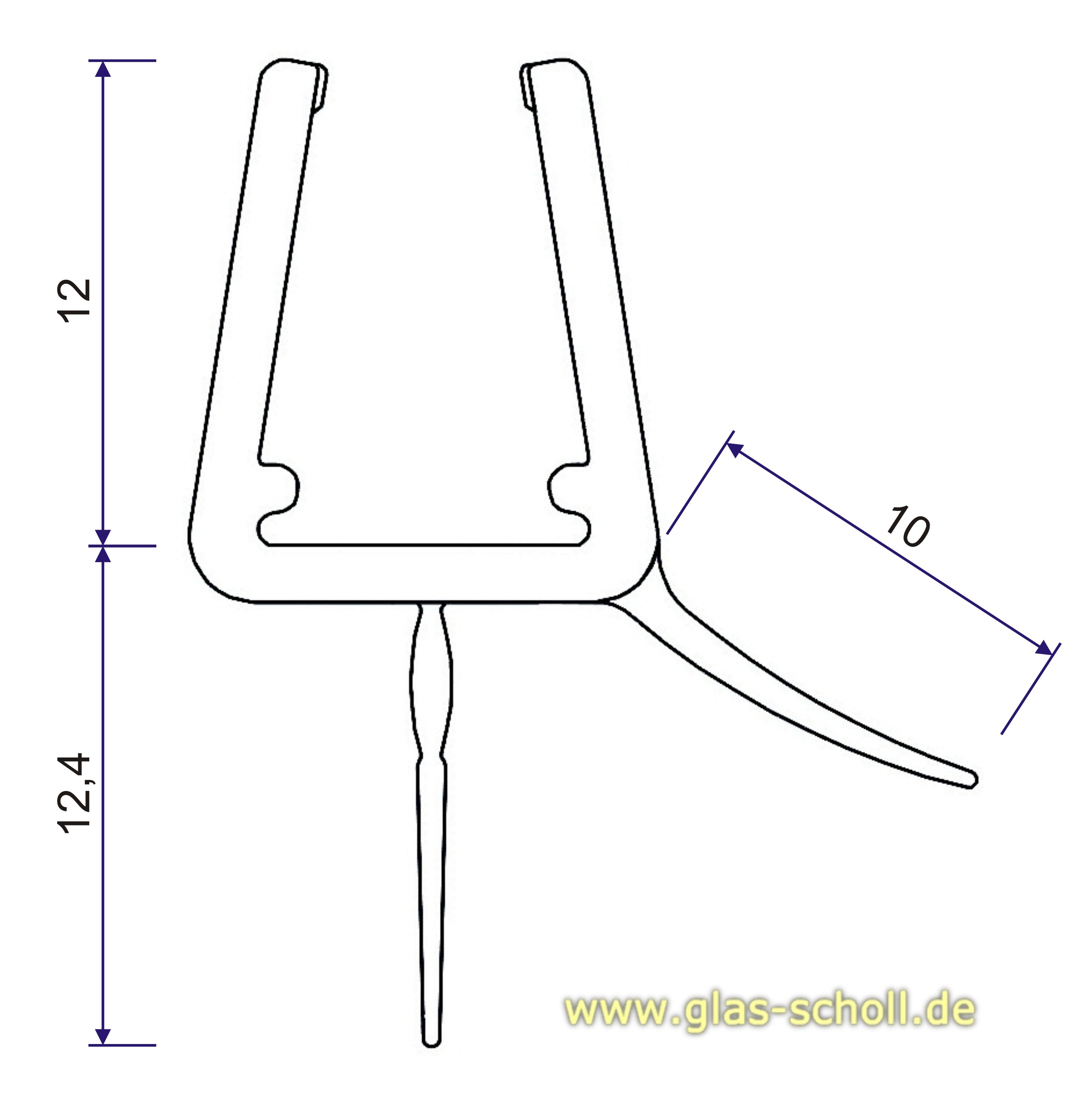 Artikelbild 7 des Artikels “unteres Wasserabweisprofil mit 135° Lippe (1000mm) Duschdichtung für 6-8mm Glas “