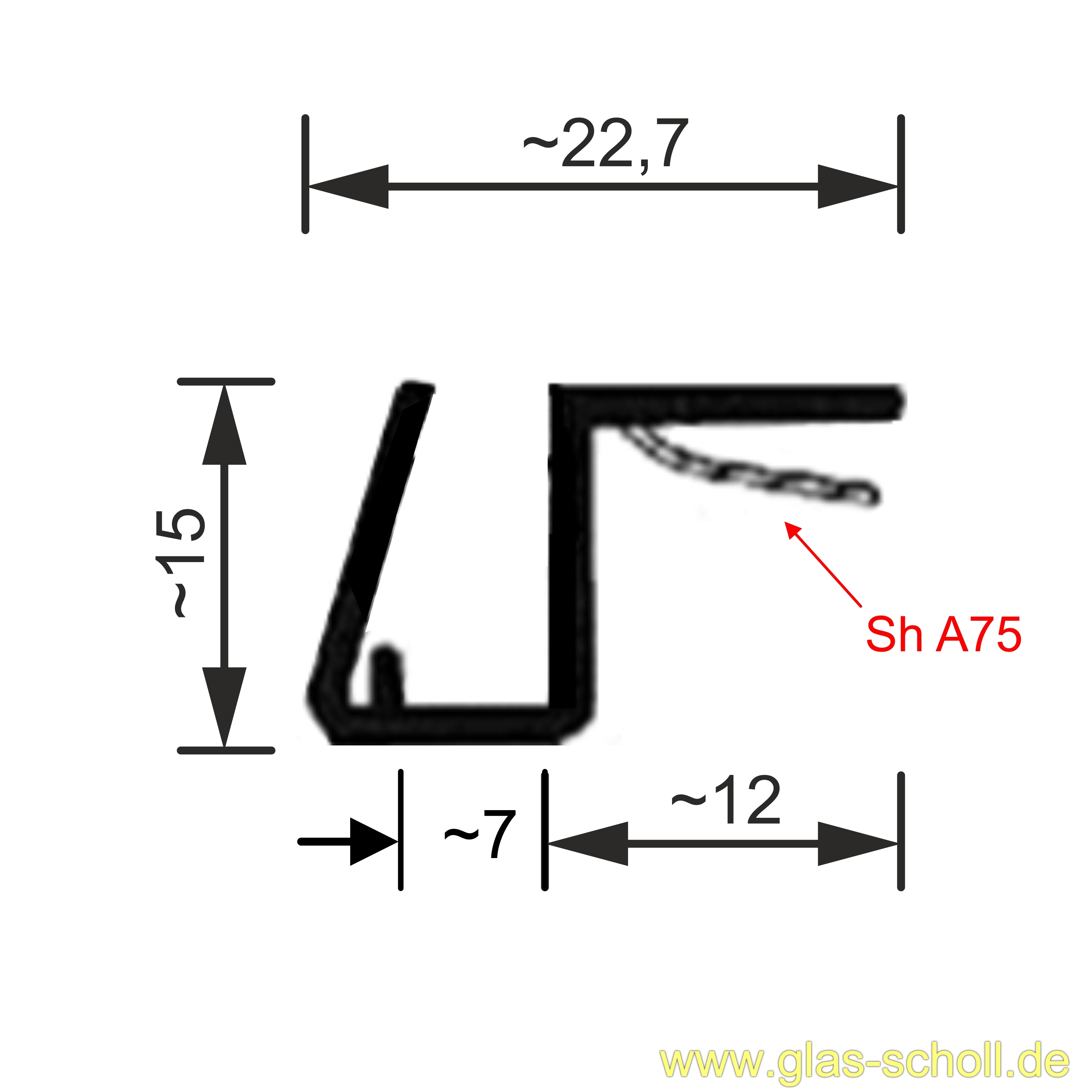 Artikelbild 7 des Artikels “Anschlagdichtung 90° (2500mm) für 10 Glas “
