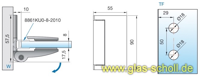 Artikelbild 7 des Artikels “Farfalla 90° Glas-Wand Duschtürband (nach außen hin öffnend) glanzverchromt“