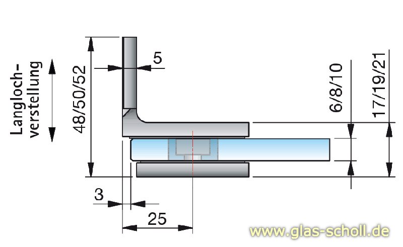 Artikelbild 7 des Artikels “Flamea-Flinter-Nivello-Fluture 90° Glas-Wand Winkelverbinder glanzverchromt“
