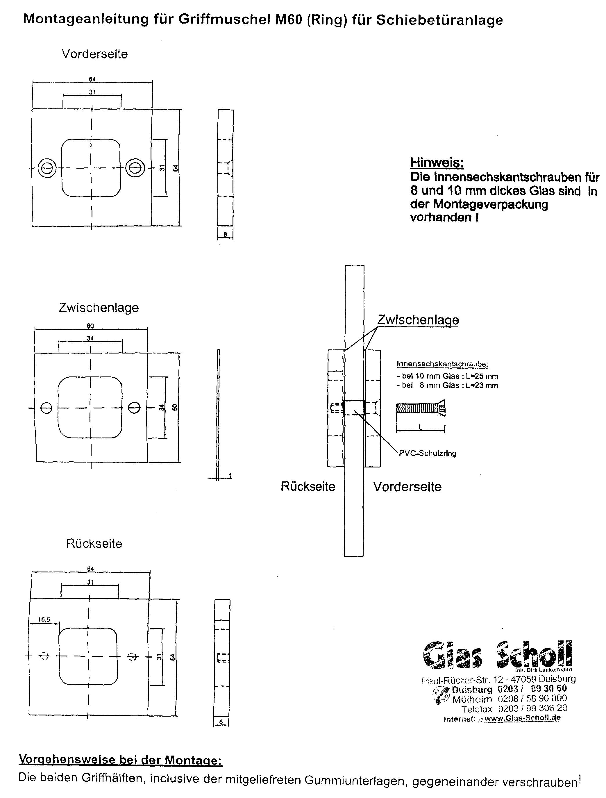 Artikelbild 7 des Artikels “eckige Leichtmetall-Griffmuschel mit Loch 64x64 gebürstete Aluoptik “