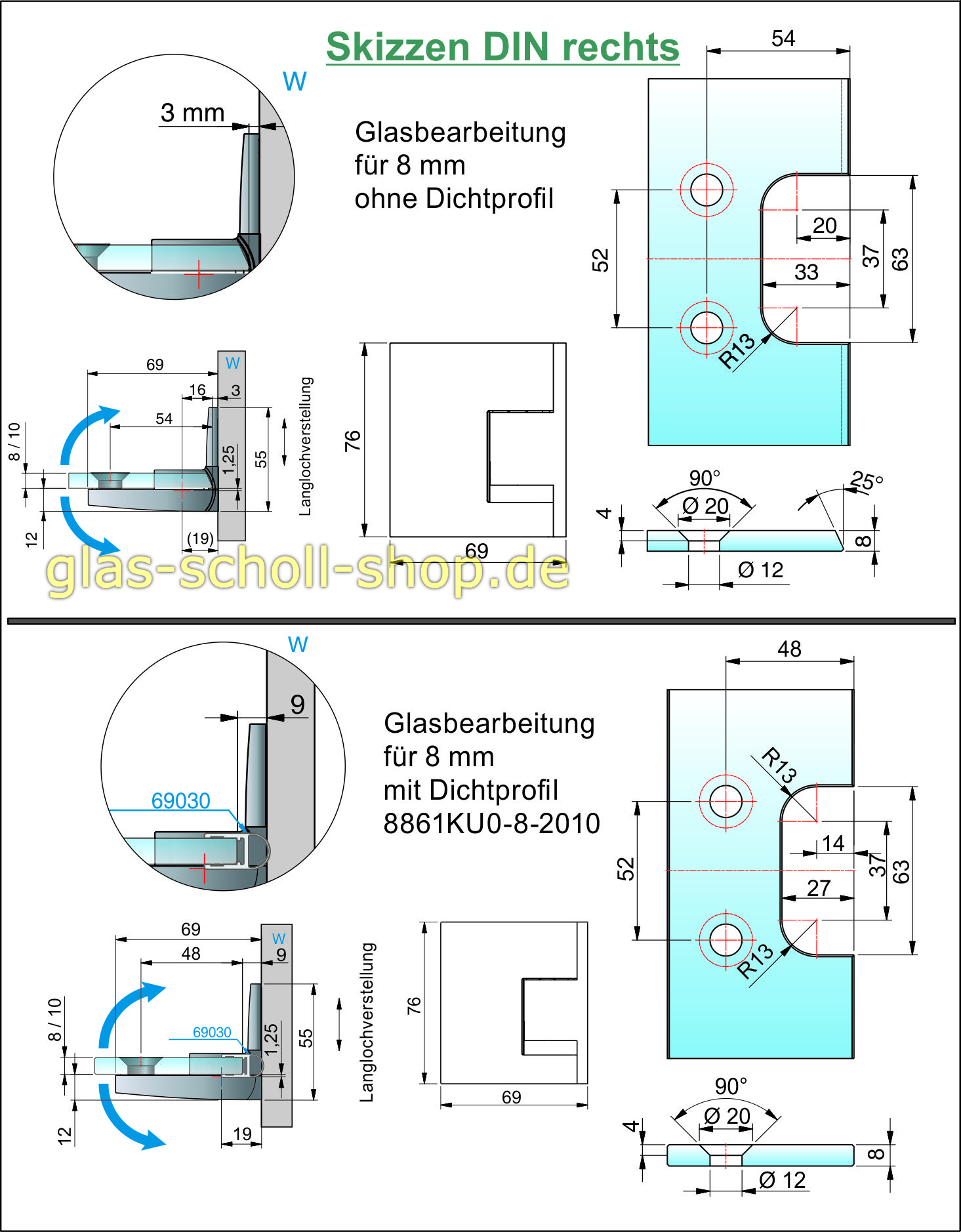 Artikelbild 7 des Artikels “Pavone flächenbündiges Hebe-Senk-Pendel Duschtürband Glas-Wand 90° glanzverchromt“