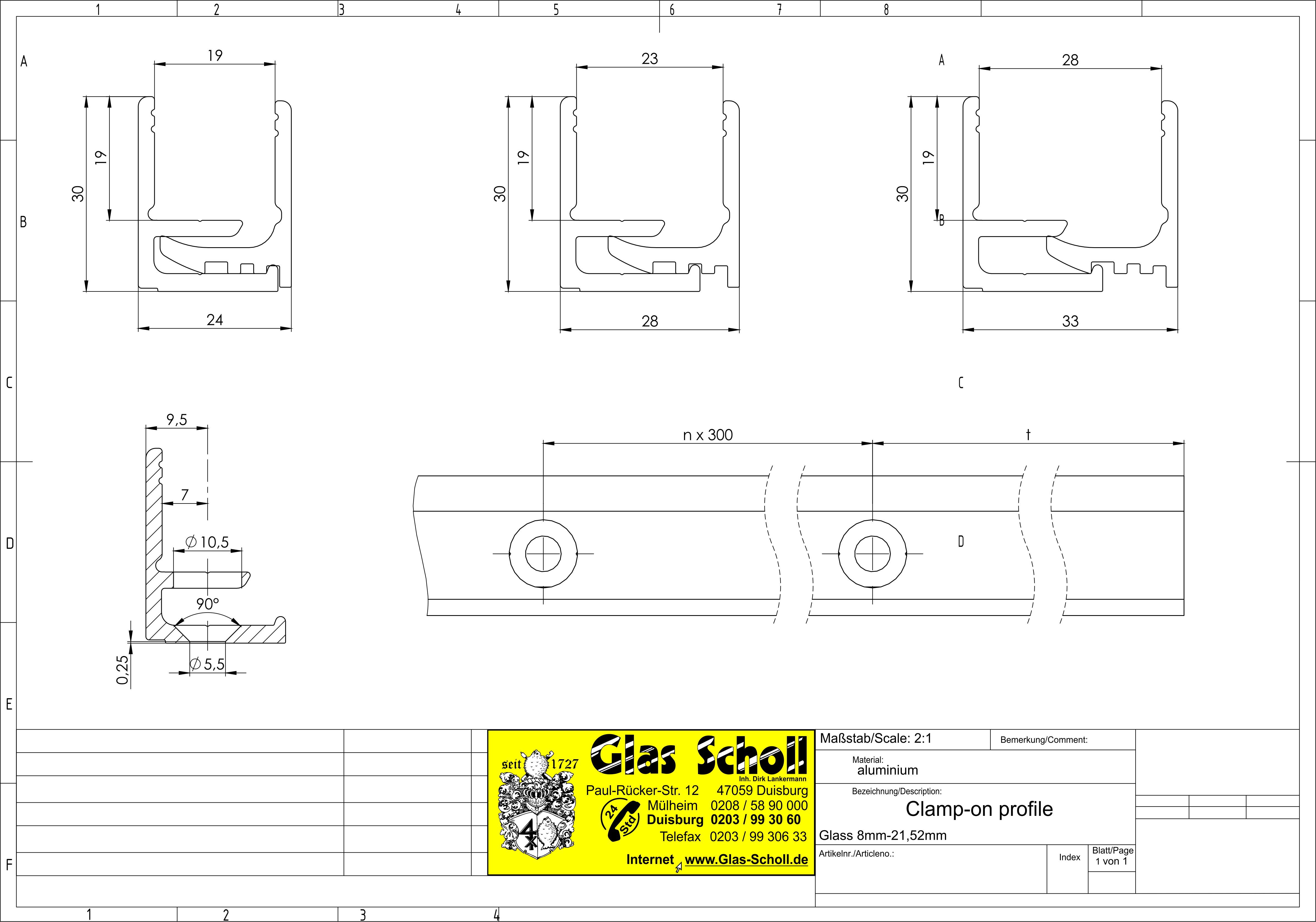 Artikelbild 7 des Artikels “Rahmenprofil zweiteilig 3m silber matt für 8-8,76/12,76 mm Glas“