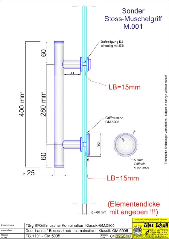 Artikelbild 7 des Artikels “Edelstahl Stangengriff mit einseitiger Griffmuschel “