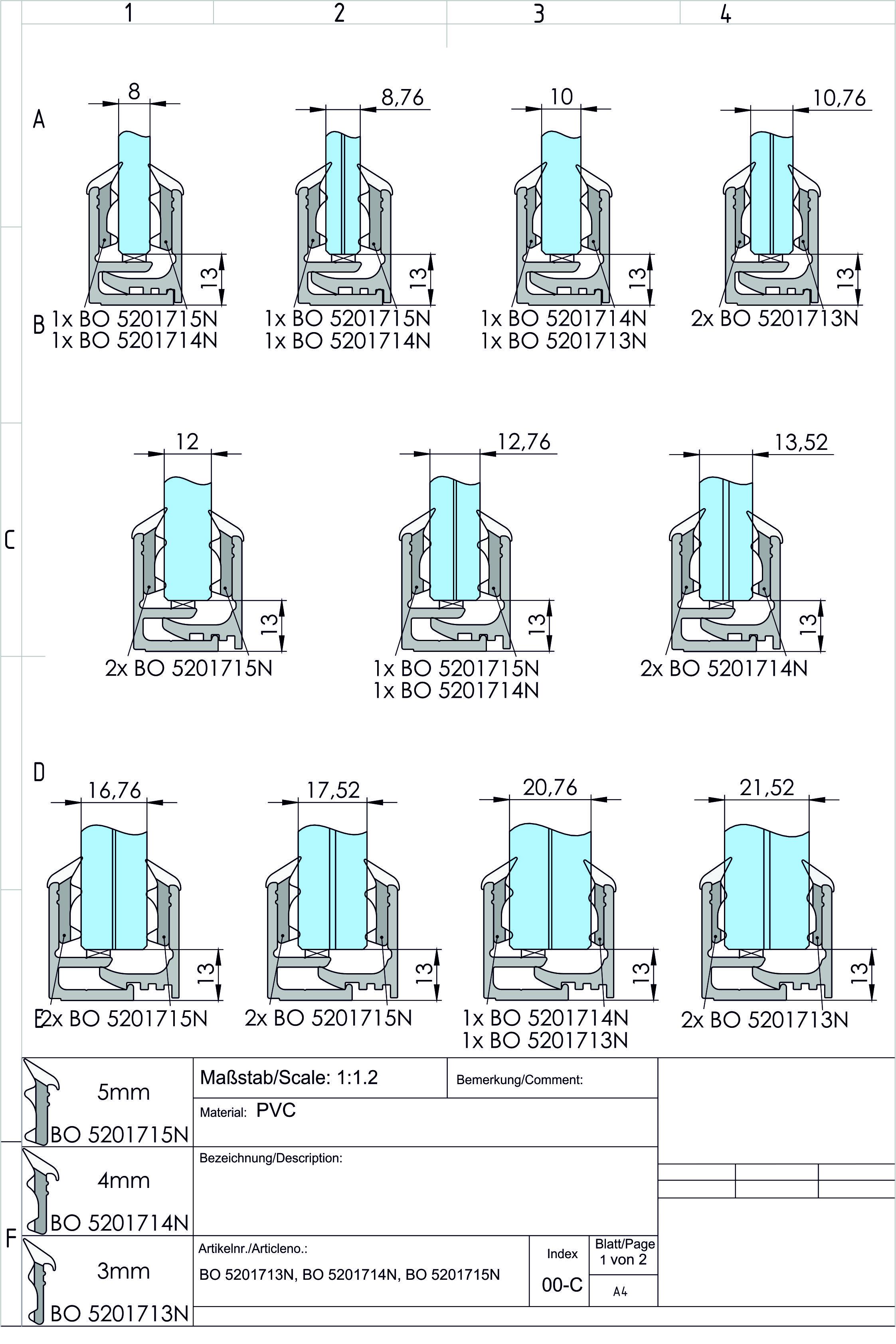 Artikelbild 8 des Artikels “Rahmenprofil zweiteilig 3m silber matt für 8-8,76/12,76 mm Glas“